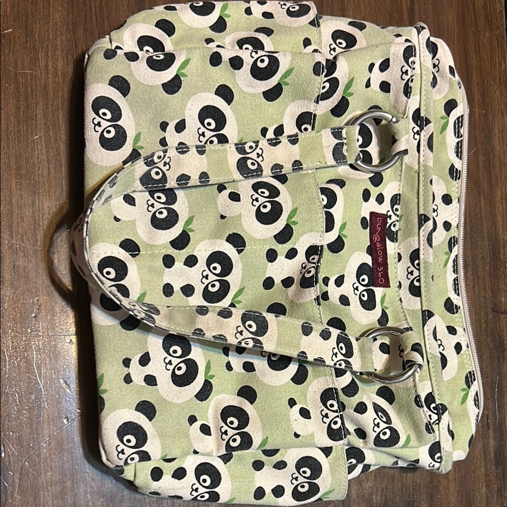 Bungalow 360 Green Panda Print Shoulder Bag